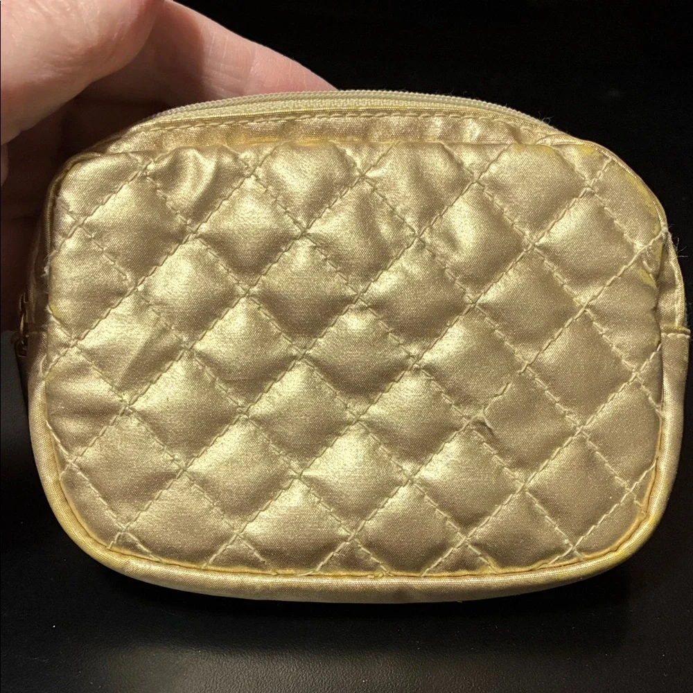 Vintage Gold Quilted cosmetics bag